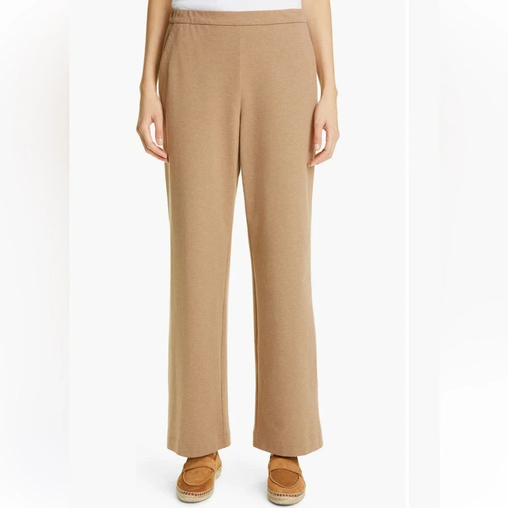 Lafayette 148 New York Webster Ultra Comfort French Terry Tan Pants Sepia Brown - Picture 3 of 16